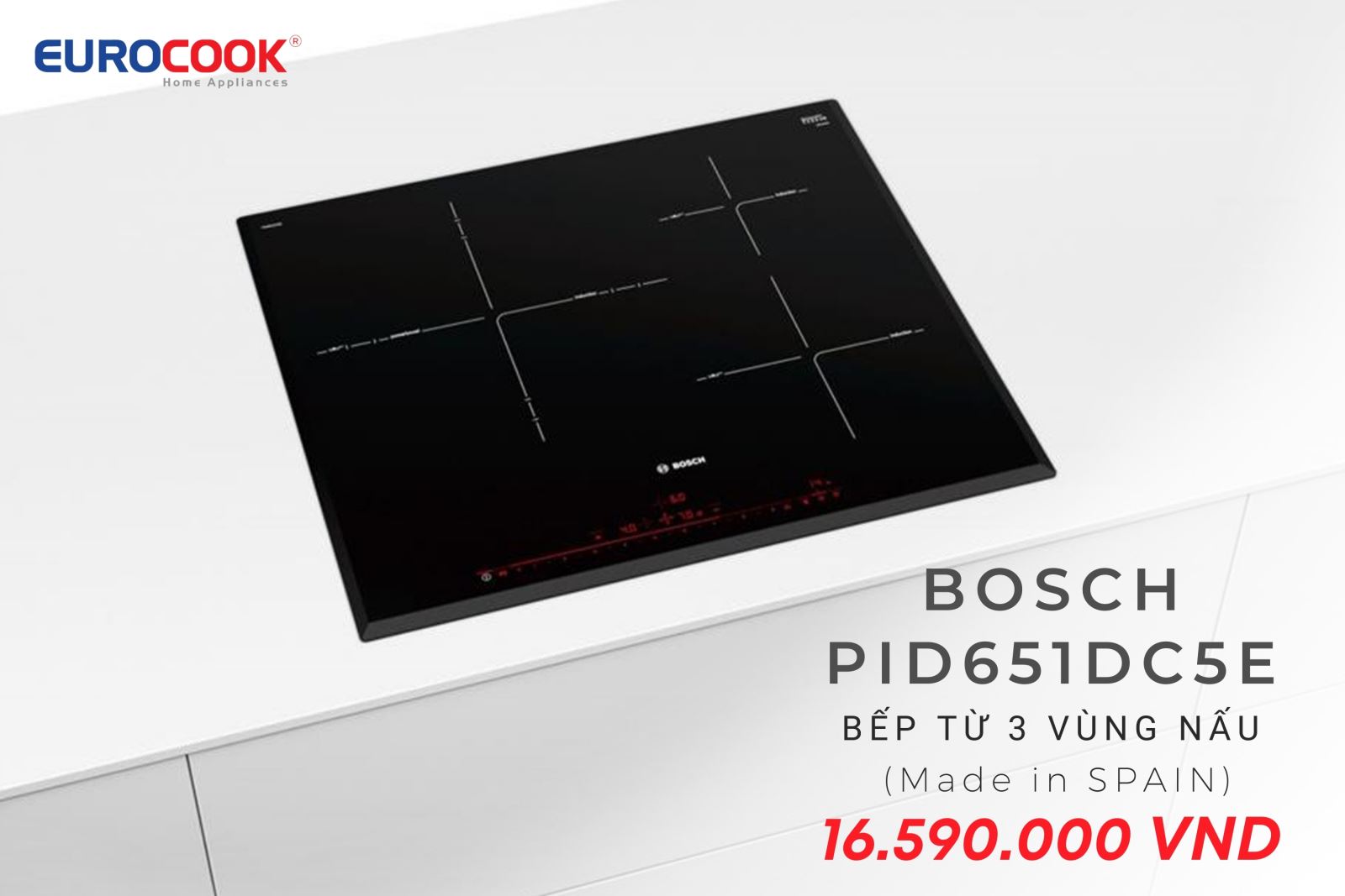Bếp từ Bosch PID651DC5E hiện đại, nhập khẩu Tây Ban Nha